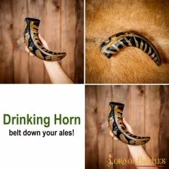 Cuerno Medieval Vikingo Para Beber Con Diseños Grabados Cuerno De Buey Auténtico Hecho A Mano -Armadura Ventas 4256 pattern 2