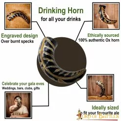Cuerno Medieval Vikingo Para Beber Con Diseños Grabados Cuerno De Buey Auténtico Hecho A Mano -Armadura Ventas 4256 pattern1