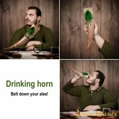 Brillante Cuerno Para Beber Con Diseños Ornamentados Hecho A Mano De Auténtico Cuerno De Buey -Armadura Ventas 4258 pattern 2