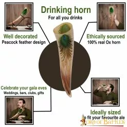 Brillante Cuerno Para Beber Con Diseños Ornamentados Hecho A Mano De Auténtico Cuerno De Buey -Armadura Ventas 4258 pattern1 1