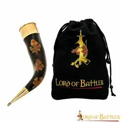 Cuerno Para Beber Con Motas Carbonizadas Y Accesorios De Latón Cuerno De Buey Auténtico Hecho A Mano