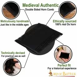 Peine Medieval De Dos Caras Hecho A Mano Con Auténtico Cuerno De Buey -Armadura Ventas 4303 4