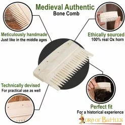 Peine Medieval De Hueso Auténtico Accesorio Artesanal De Hueso Auténtico -Armadura Ventas 4391 1