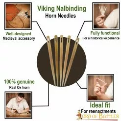 Juego De 5 Agujas De Bordar Medievales De Hueso Auténtico Hechas A Mano Accesorio Funcional -Armadura Ventas 4403 pattern1