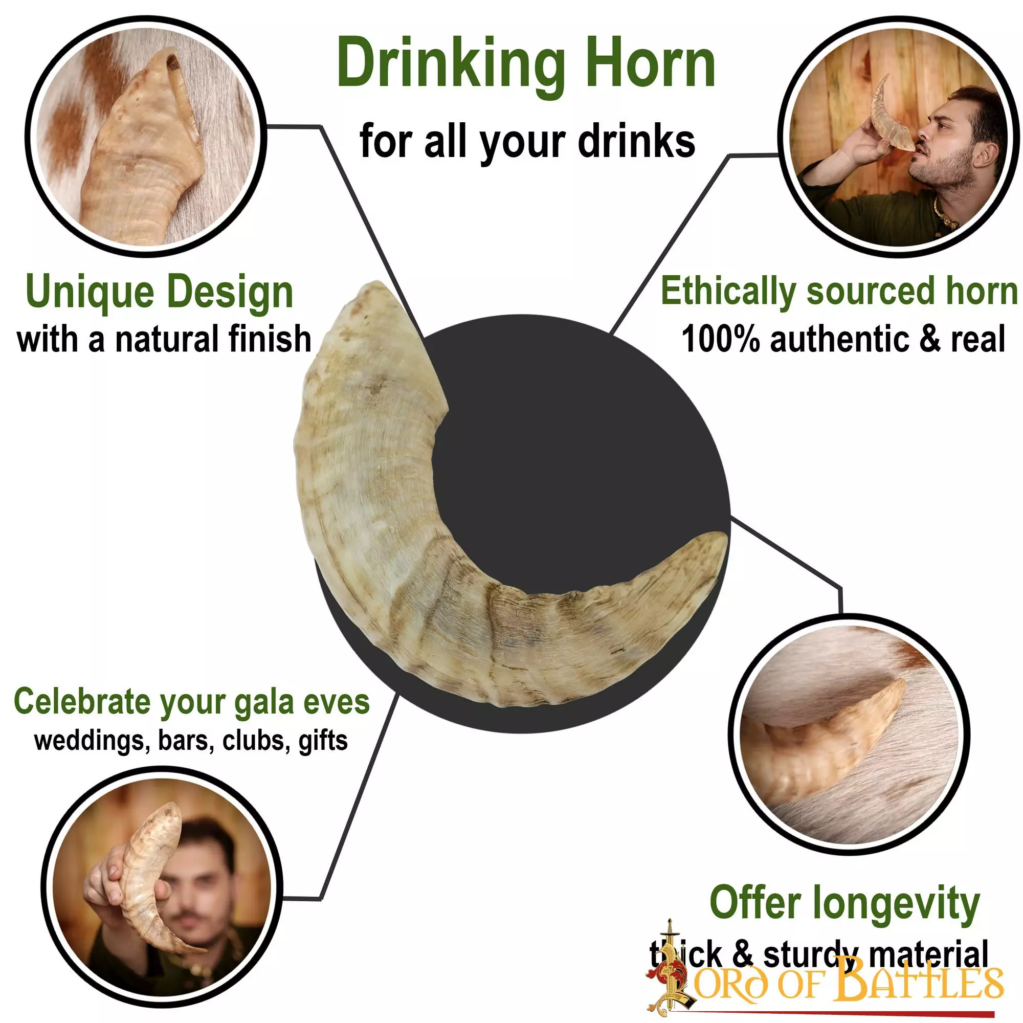 Cuerno Para Beber Vikingo Con Textura Natural Hecho A Mano Cuerno De Oveja Auténtico 6 Cuerno Para Beber Vikingo Con Textura Natural Hecho A Mano Cuerno De Oveja Auténtico - Imagen 4