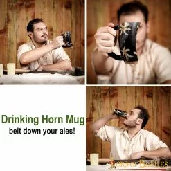 Taza De Cerveza Medieval Hecha A Mano Con Cuerno De Buey Auténtico -Armadura Ventas 4432ED pattern 2