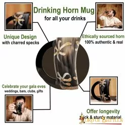 Taza De Cerveza Medieval Hecha A Mano Con Cuerno De Buey Auténtico -Armadura Ventas 4432ED pattern1
