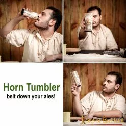 Taza De Cerveza Medieval Vikinga Hecha A Mano Con Auténtico Cuerno De Buey -Armadura Ventas 4434 pattern 2