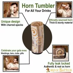 Taza De Cerveza Medieval Vikinga Hecha A Mano Con Auténtico Cuerno De Buey -Armadura Ventas 4434 pattern1 1