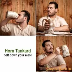 Taza De Cerveza Medieval Vikinga Hecha A Mano Con Auténtico Cuerno De Buey -Armadura Ventas 4435 pattern 2 1