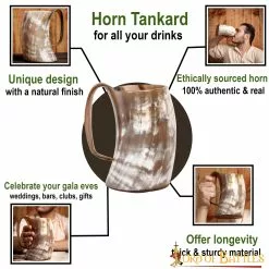 Taza De Cerveza Medieval Vikinga Hecha A Mano Con Auténtico Cuerno De Buey -Armadura Ventas 4435 pattern1 1