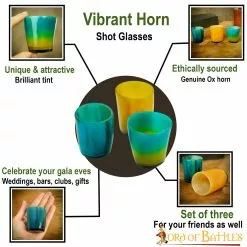 Vasos De Chupito Medievales Flamboyant Colorful Hechos A Mano De Auténtico Cuerno De Buey -Armadura Ventas 4448 pattern 1 1