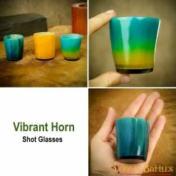 Vasos De Chupito Medievales Flamboyant Colorful Hechos A Mano De Auténtico Cuerno De Buey -Armadura Ventas 4448 pattern 2 1