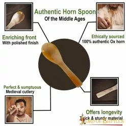 Juego De 4 Cucharas Medievales De Auténtico Cuerno De Buey -Armadura Ventas 4452 pattern1