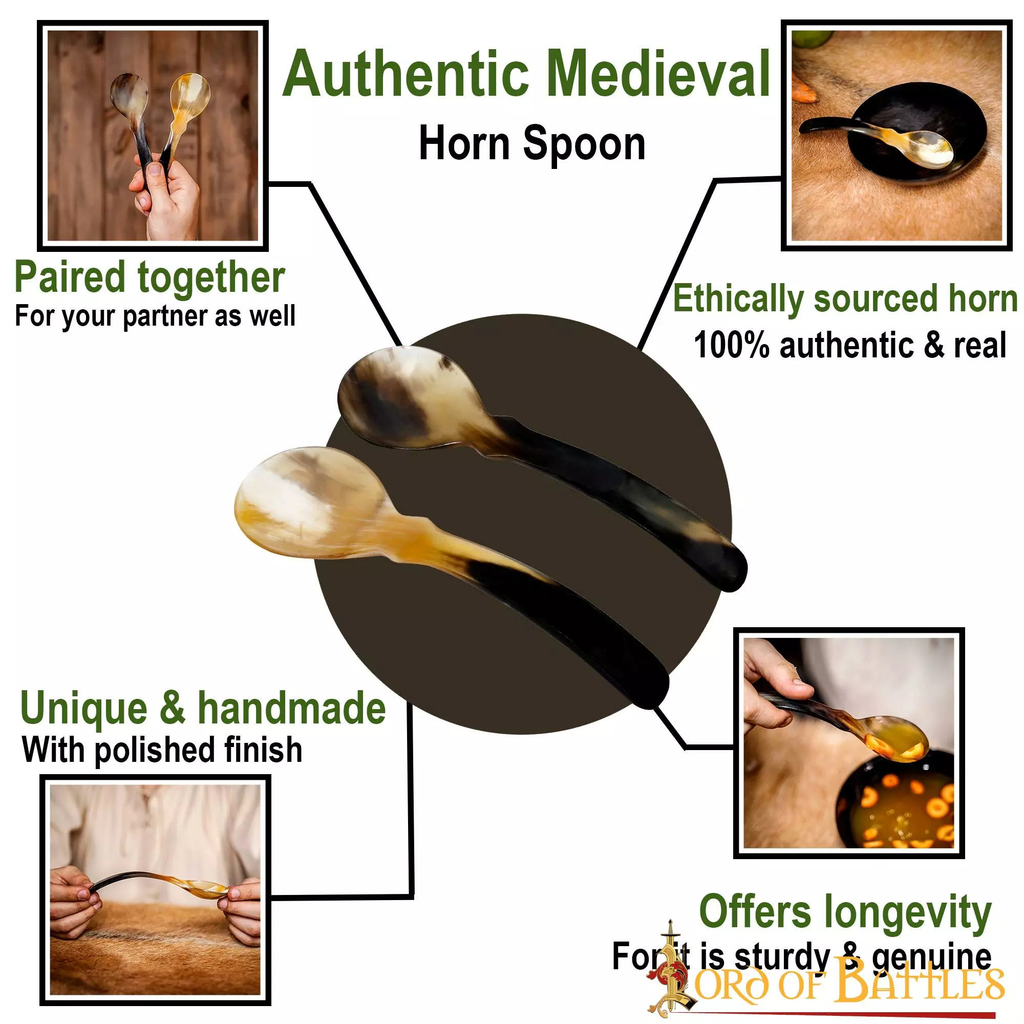 Cuchara Medieval Vikinga De Cuerno Auténtico Juego De 2 Accesorios Funcionales De Cuerno 6 Cuchara Medieval Vikinga De Cuerno Auténtico Juego De 2 Accesorios Funcionales De Cuerno - Imagen 4