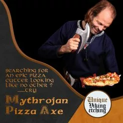 MYTHROJAN Hacha Vikinga De Acero Para Pizza Auténtico Cortador Medieval De Pizza Hacha Mezzaluna Ulu Rocking Pizza Cuchillo De Regalo -Armadura Ventas 5 1 1