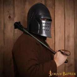 Casco De Caballero Negro Con Visera Desmontable Y Forro De Piel 13 Casco De Caballero Negro Con Visera Desmontable Y Forro De Piel -Armadura Ventas 5 178