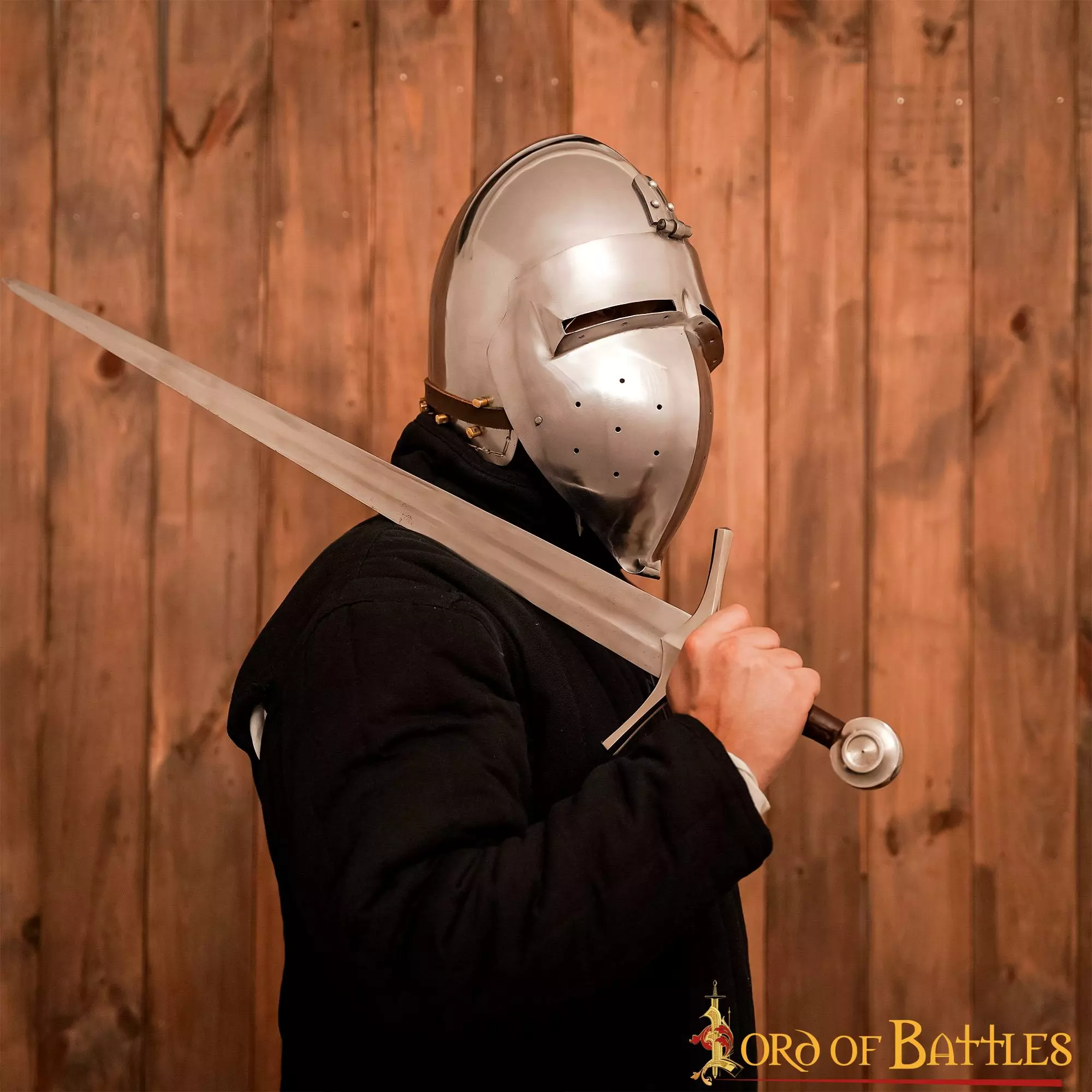 Casco Medieval Klappvisor Bascinet Con Forro Acolchado Calibre 16 8 Casco Medieval Klappvisor Bascinet Con Forro Acolchado Calibre 16 - Imagen 6