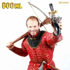 Mythrojan THE LOYAL SOLDIER - Viking Drinking Horn With Brown Leather Holder Authentic Medieval Inspired Viking Wine/Mead Mug - Polished Finish -Armadura Ventas 5 3