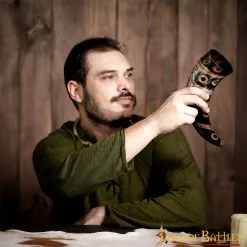 Cuerno Para Beber Con Motas Carbonizadas Cuerno De Buey Auténtico Hecho A Mano -Armadura Ventas 5 32 1