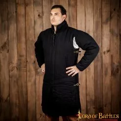 Gambesón Medieval De Lona Acolchada De Algodón (Tipo 3) Con Hebillas Laterales Negro Y Crudo