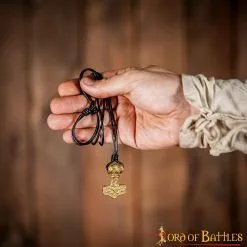 Martillo De Mjolnir Accesorio Colgante De Latón Macizo Puro Con Cordón De Cuero Auténtico -Armadura Ventas 5 72