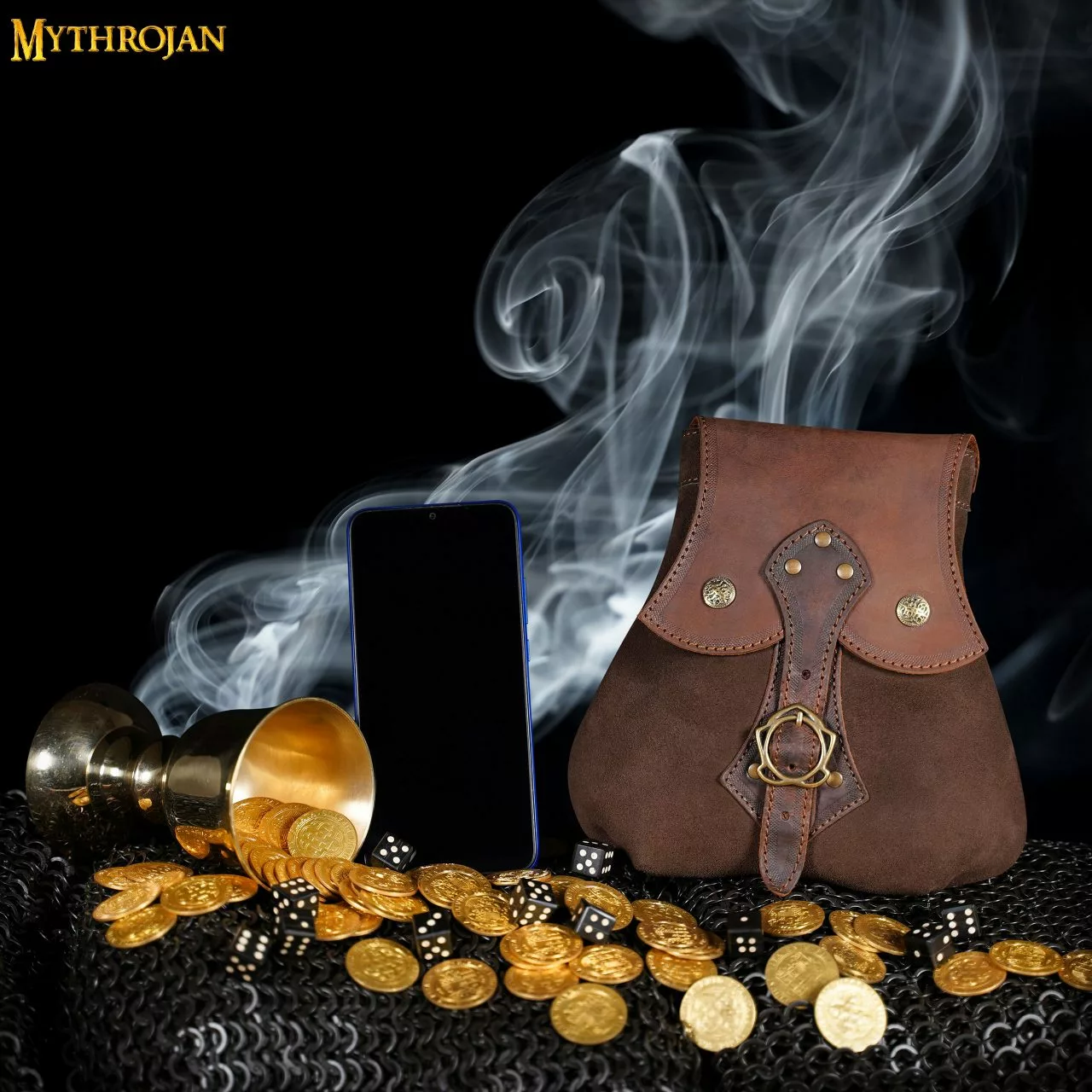 MYTHROJAN "STALWART WARRIOR" BOLSA DE CUERO Para LARP, Cosplay Medieval SCA Marrón, 8"×8 4 MYTHROJAN "STALWART WARRIOR" BOLSA DE CUERO Para LARP, Cosplay Medieval SCA Marrón, 8"×8 - Imagen 2