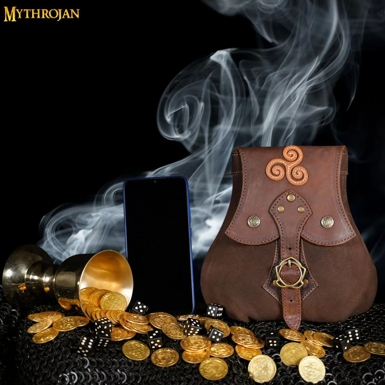 MYTHROJAN "STALWART WARRIOR" BOLSA DE CUERO Para LARP, Cosplay Medieval SCA Marrón, 8"×8 4 MYTHROJAN "STALWART WARRIOR" BOLSA DE CUERO Para LARP, Cosplay Medieval SCA Marrón, 8"×8 - Imagen 2