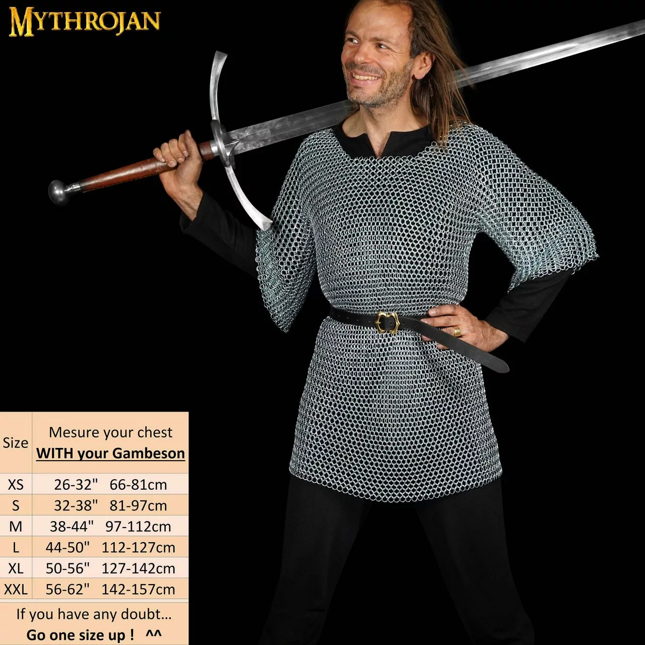 Mythrojan Camisa De Cota De Malla Con Cofia Medieval Caballero Armor Costume - Zinc Polish 6 Mythrojan Camisa De Cota De Malla Con Cofia Medieval Caballero Armor Costume - Zinc Polish - Imagen 4