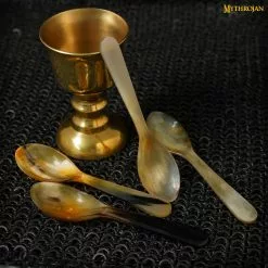 Mythrojan 4pcs Cucharas De Cuerno De Búfalo Acabado Pulido Hecho A Mano De Cuerno De Buey Genuino Accesorio De Cuerno Totalmente Funcional Para Recreaciones -Armadura Ventas 5 DSC08289