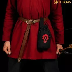 Mythrojan "For The Horde" Bolsa De Lana Con Cordón Para Cinturón: Monedero Accesorio Para Disfraces, Negro, 8"×6.5" -Armadura Ventas 5 DSC09021 1