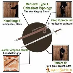 Espada Medieval Tipo XI Tipología Oakeshott Funcional Con Vaina De Cuero -Armadura Ventas 5102 pattern1