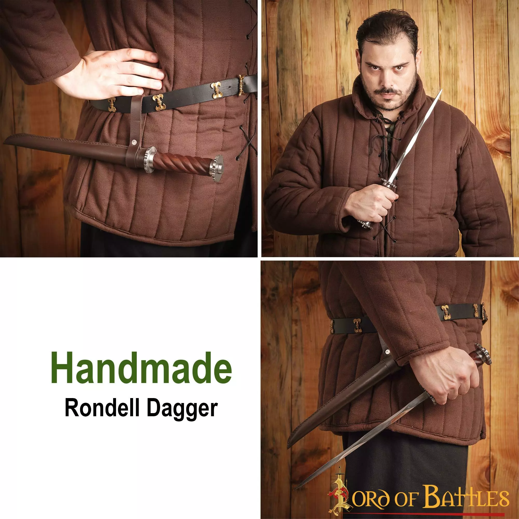 Daga Medieval Rondell Con Vaina De Cuero Auténtico 7 Daga Medieval Rondell Con Vaina De Cuero Auténtico - Imagen 5