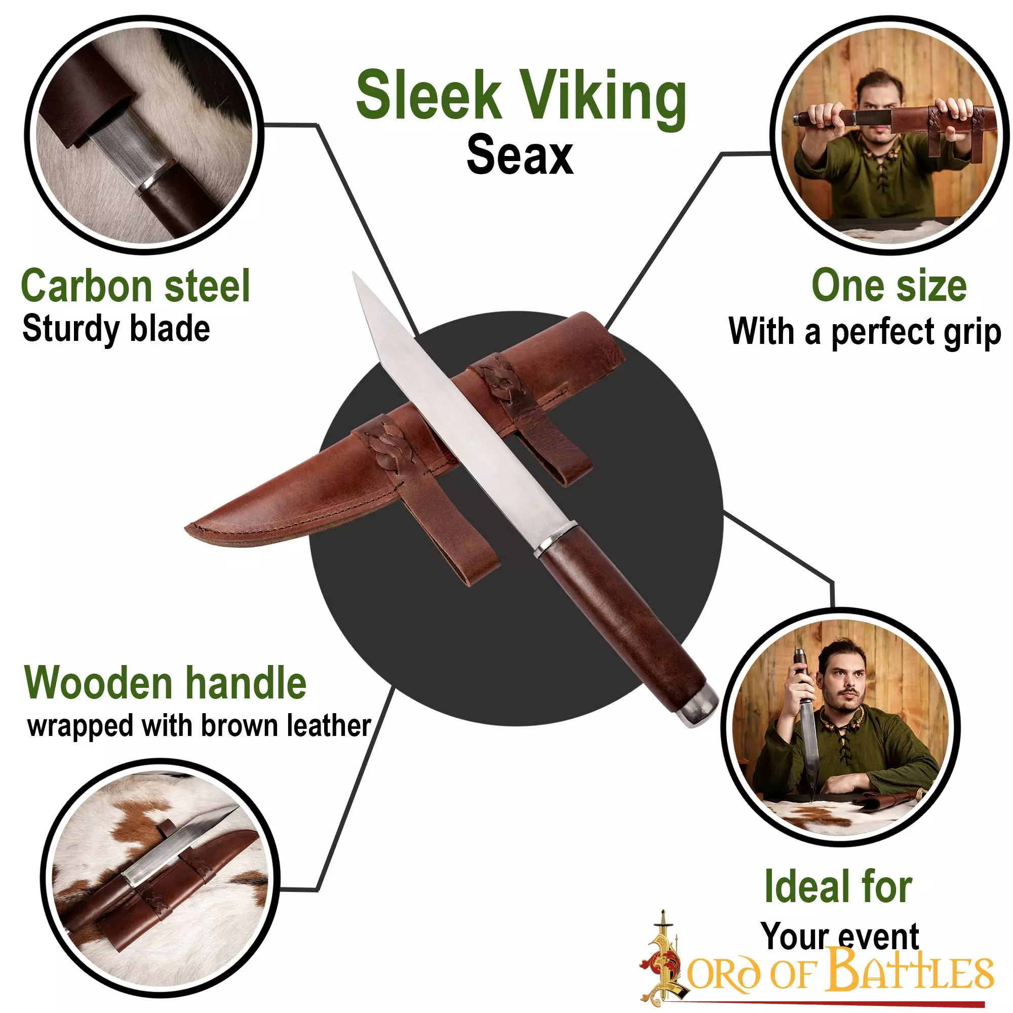 Elegante Hoja Vikinga Seax De Acero Al Carbono Recreaciones Históricas 6 Elegante Hoja Vikinga Seax De Acero Al Carbono Recreaciones Históricas - Imagen 4