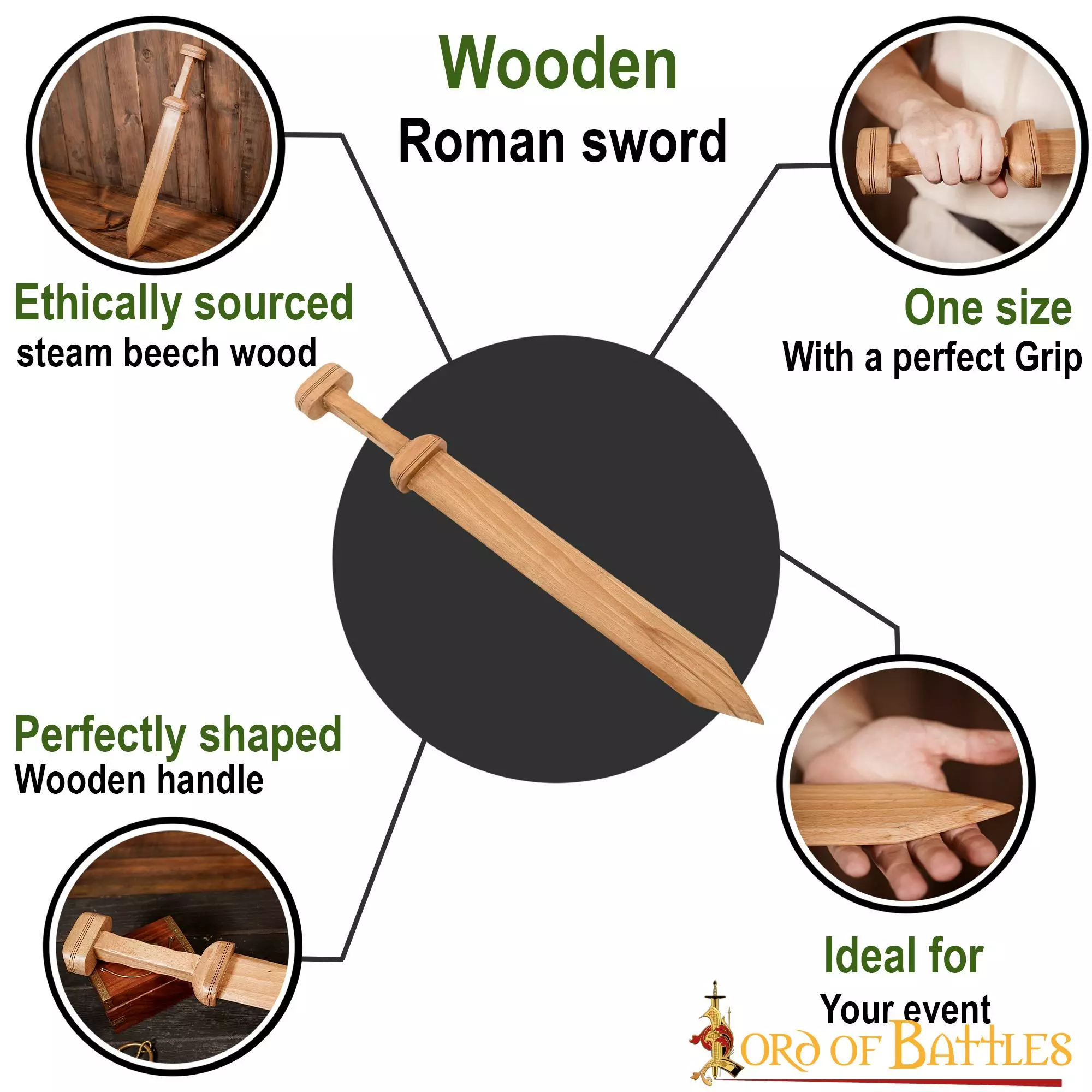 Gladius Romano Espada Artesanal De Madera Con Diseño Histórico 6 Gladius Romano Espada Artesanal De Madera Con Diseño Histórico - Imagen 4