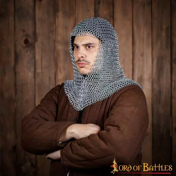 Medieval Chainmail Capucha V Cara Coif Acero Butted Anillos Redondos 8 Medieval Chainmail Capucha V Cara Coif Acero Butted Anillos Redondos - Imagen 6