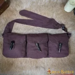 Cinturón Medieval De Lona De Algodón Con Triple Bolsa