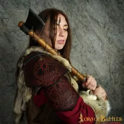 Pauldron Vikingo único De Cuero Con Relieve De Yggdrasil Mjolnir -Armadura Ventas 6 15