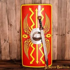 Antigüedad Legendario Escudo Romano Scutum Decorativo Con Umbo De Acero 13 Antigüedad Legendario Escudo Romano Scutum Decorativo Con Umbo De Acero -Armadura Ventas 6 265