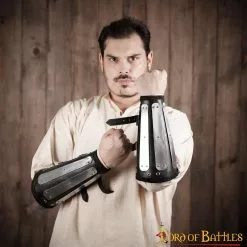 Brazales De Cuero Auténtico Con Placas Metálicas Entablilladas Armadura De Armas -Armadura Ventas 6 37