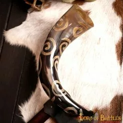 Cuerno Para Beber Con Diseños En Espiral Carbonizados Hecho A Mano Cuerno De Buey Auténtico -Armadura Ventas 6 39