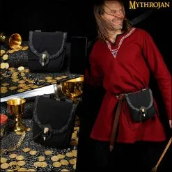 Riñonera Mythrojan "The Adventurer's" Con Cierre De Cuerno, Ideal Para Representaciones LARP SCA Y Ferias Ren, Cuero De Plena Flor Y Lienzo Tejido A Mano, 8"×7". 13 Riñonera Mythrojan "The Adventurer's" Con Cierre De Cuerno, Ideal Para Representaciones LARP SCA Y Ferias Ren, Cuero De Plena Flor Y Lienzo Tejido A Mano, 8"×7". -Armadura Ventas 6 9