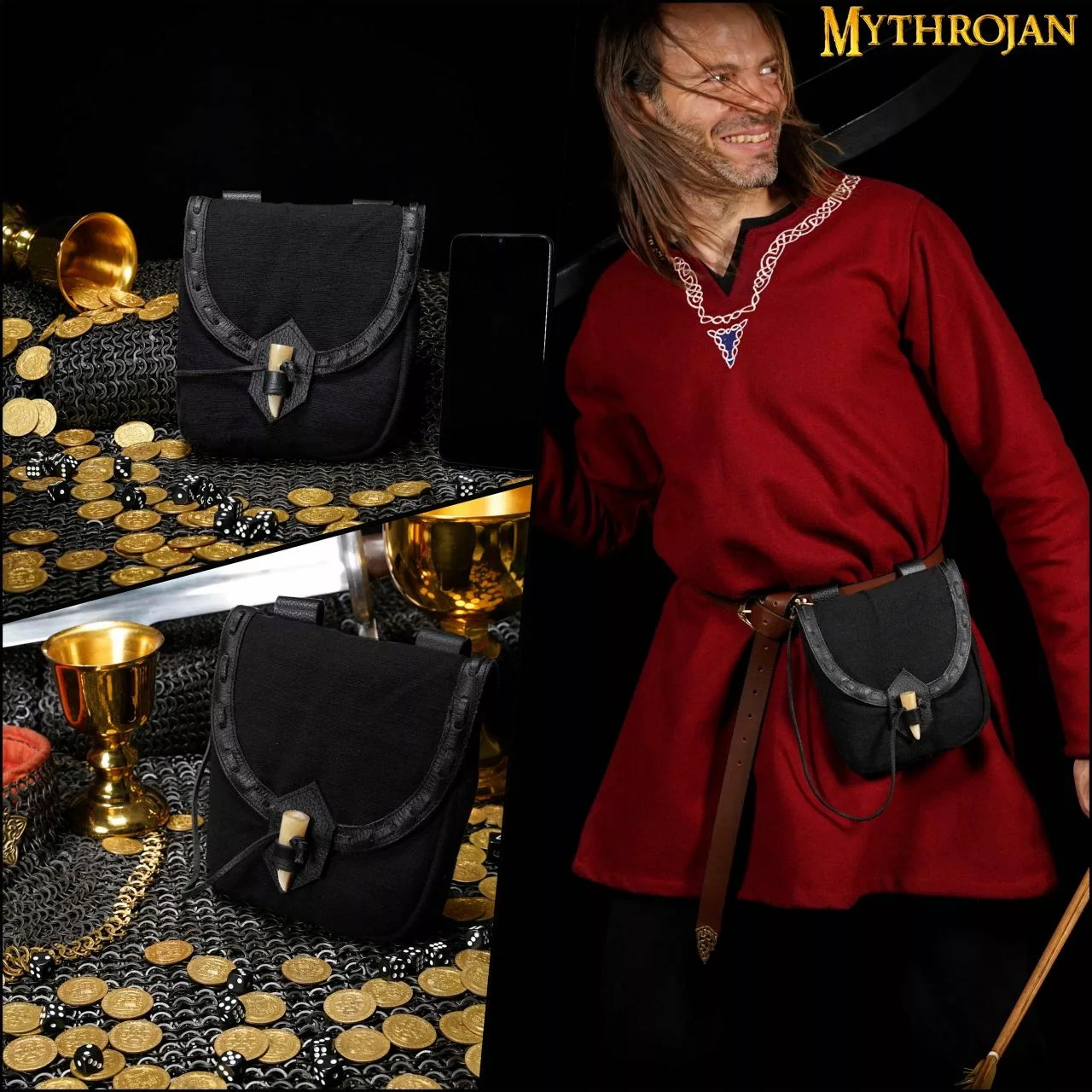 Riñonera Mythrojan "The Adventurer's" Con Cierre De Cuerno, Ideal Para Representaciones LARP SCA Y Ferias Ren, Cuero De Plena Flor Y Lienzo Tejido A Mano, 8"×7". 8 Riñonera Mythrojan "The Adventurer's" Con Cierre De Cuerno, Ideal Para Representaciones LARP SCA Y Ferias Ren, Cuero De Plena Flor Y Lienzo Tejido A Mano, 8"×7". - Imagen 6