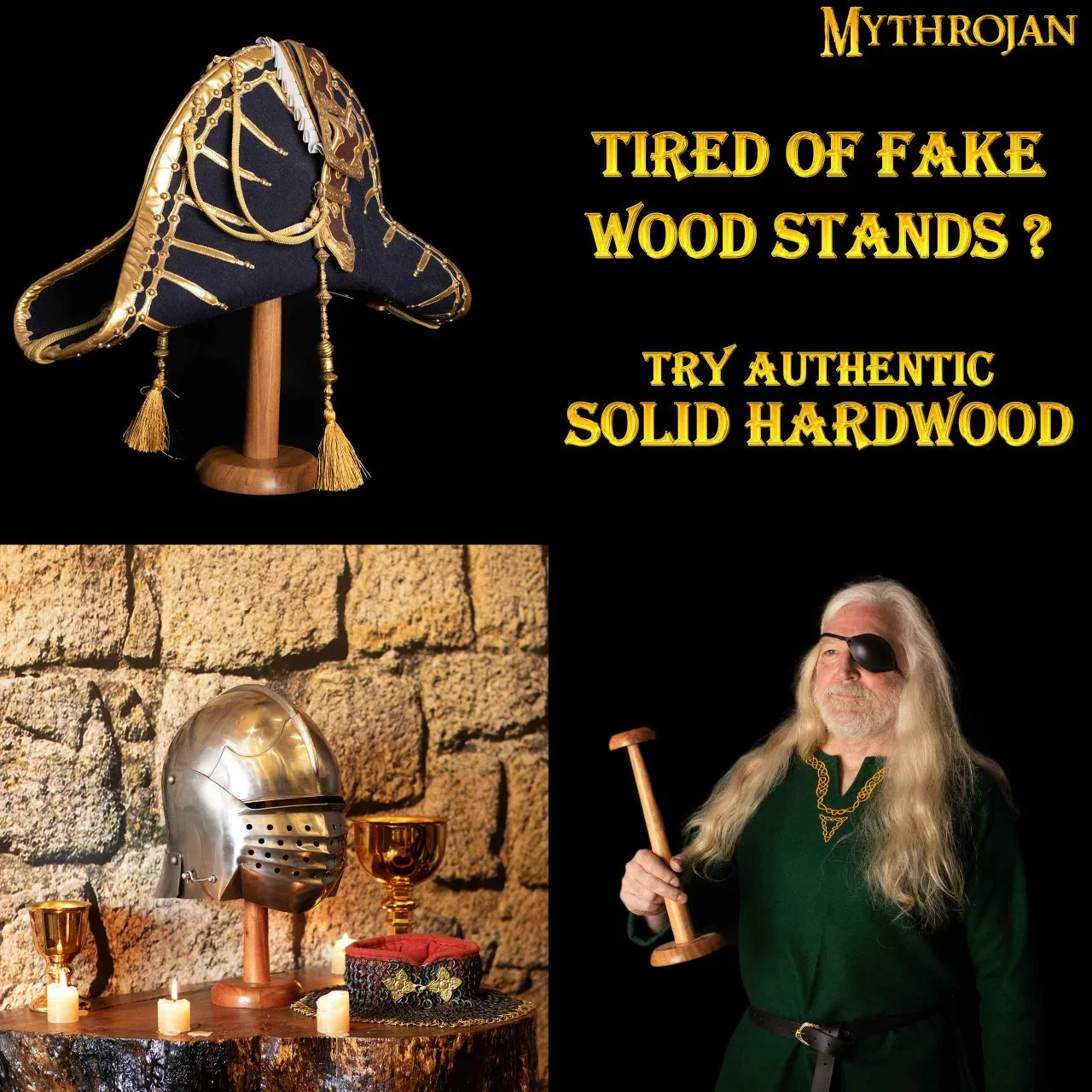 Mythrojan 14.5 Pulgadas SÓLIDO DE MADERA SOPORTE PARA SOMBREROS Expositor De Madera Resistente Para Medieval Renacimiento Cosplay Halloween Pin Up Retro Sombreros 5 Mythrojan 14.5 Pulgadas SÓLIDO DE MADERA SOPORTE PARA SOMBREROS Expositor De Madera Resistente Para Medieval Renacimiento Cosplay Halloween Pin Up Retro Sombreros - Imagen 3