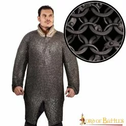 Cota De Malla Hauberk Acero Anillos Redondos Cúpula Remaches Alternando Sólido Anillos Planos