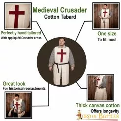 Tabardo De Algodón De Caballero Medieval Cruzado -Armadura Ventas 60287 pattern1 1