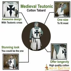 Tabardo Medieval Caballero Teutónico Lienzo Algodón -Armadura Ventas 60288BK pattern1 1 scaled 1