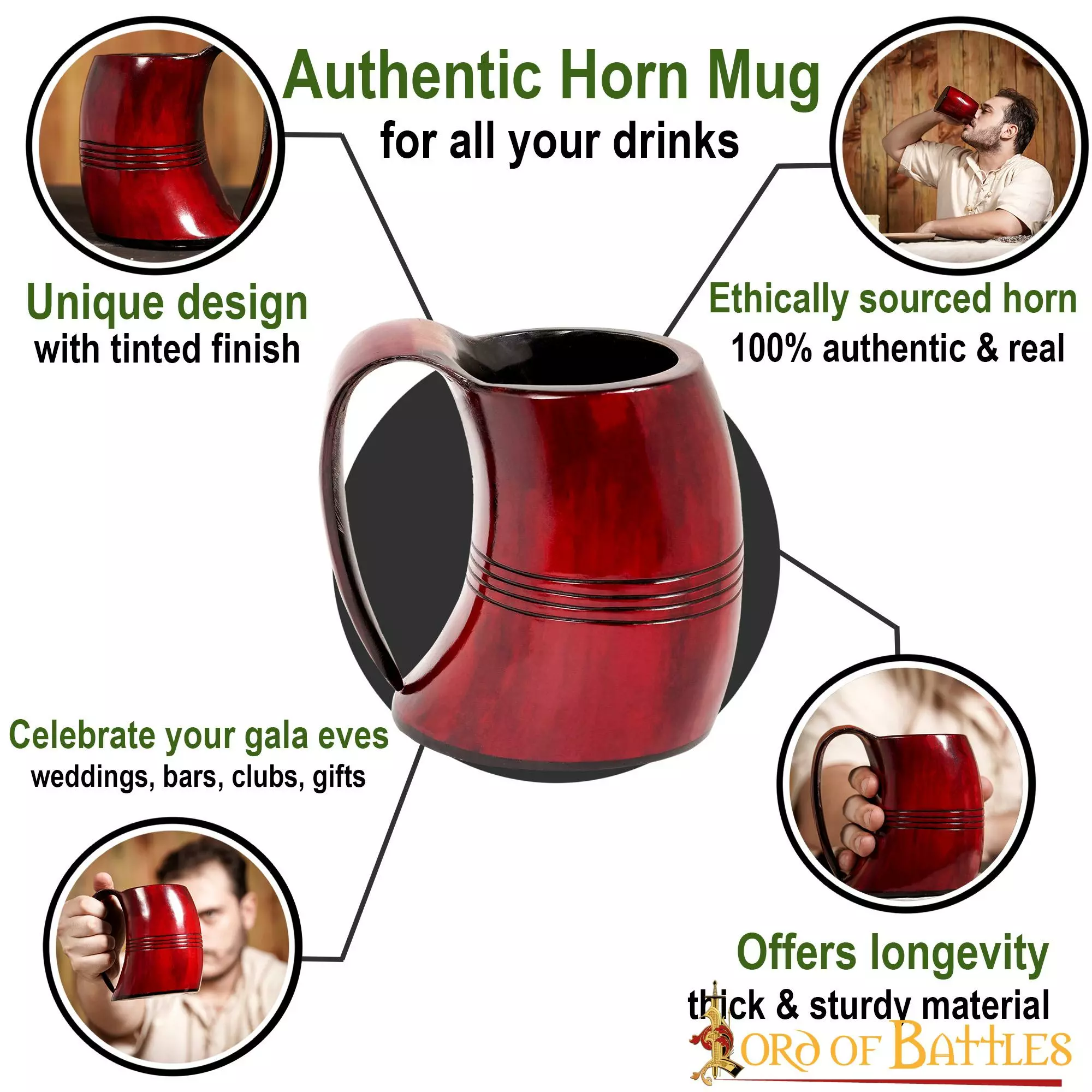Taza De Cerveza Vikinga De Cuerno De Buey Auténtica Hecha A Mano 6 Taza De Cerveza Vikinga De Cuerno De Buey Auténtica Hecha A Mano - Imagen 4