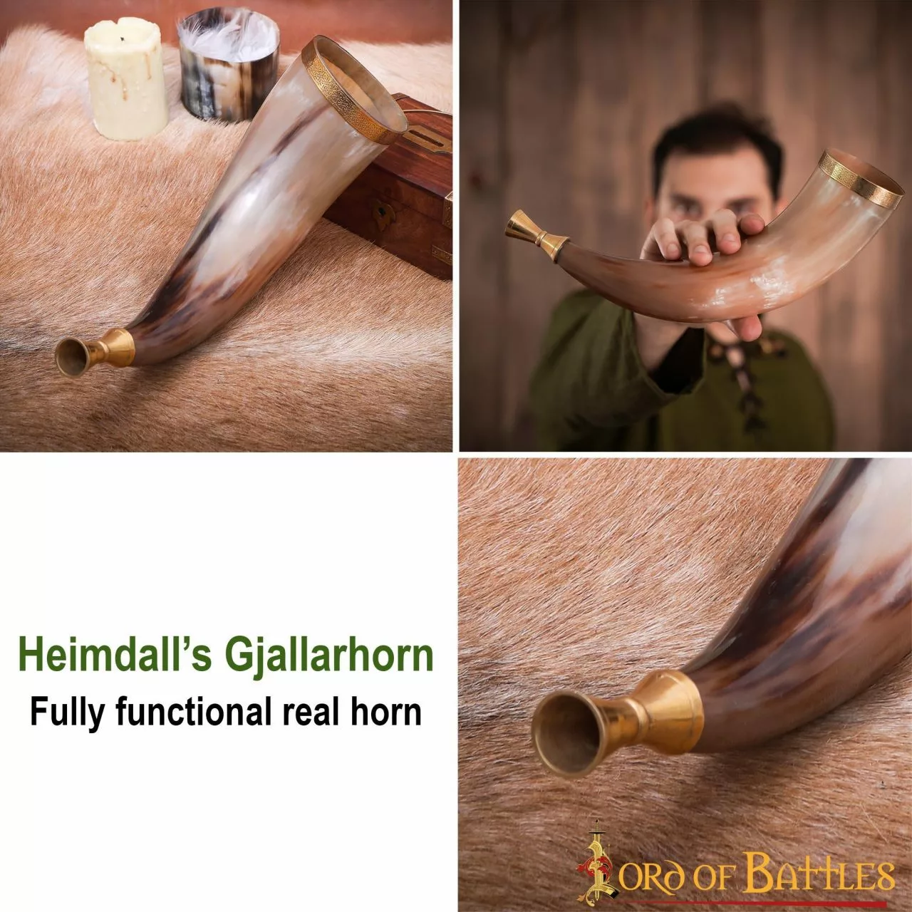 Heimdall Gjallarhorn Trompeta De Cuerno Totalmente Real Con Accesorios De Latón Puro 7 Heimdall Gjallarhorn Trompeta De Cuerno Totalmente Real Con Accesorios De Latón Puro - Imagen 5