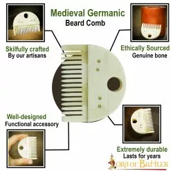 Peine Medieval Germánico Para Barba Accesorio Artesanal De Hueso Auténtico -Armadura Ventas 60548pattern1